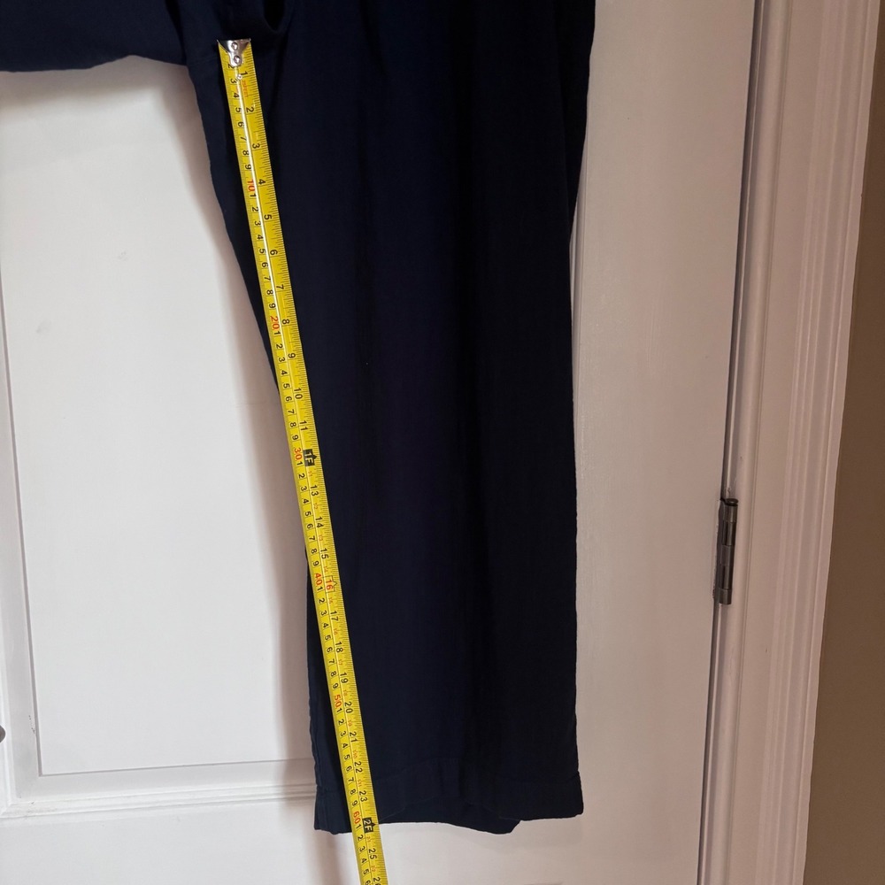 Tommy Hilfiger Womens Navy Blue Wide Leg Elastic Waist Pants XL Striped Trim - Picture 7 of 9